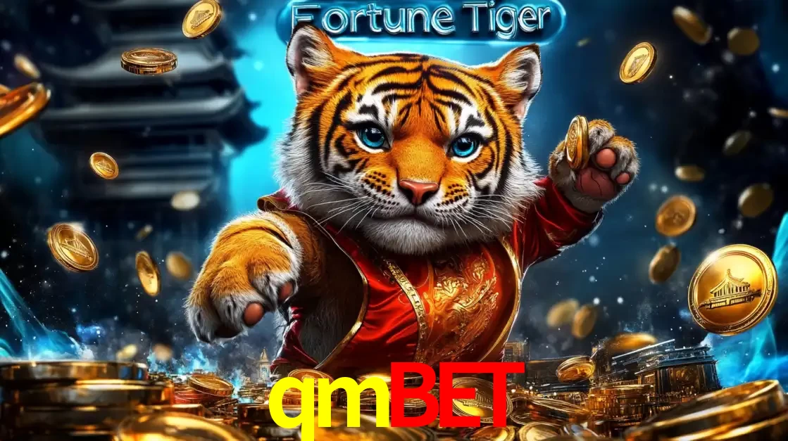 Imagem promocional do jogo de slot Fortune Tiger, com um tigre majestoso em traje tradicional cercado por uma fortuna em moedas de ouro, disponível agora no cassino qmbet.
